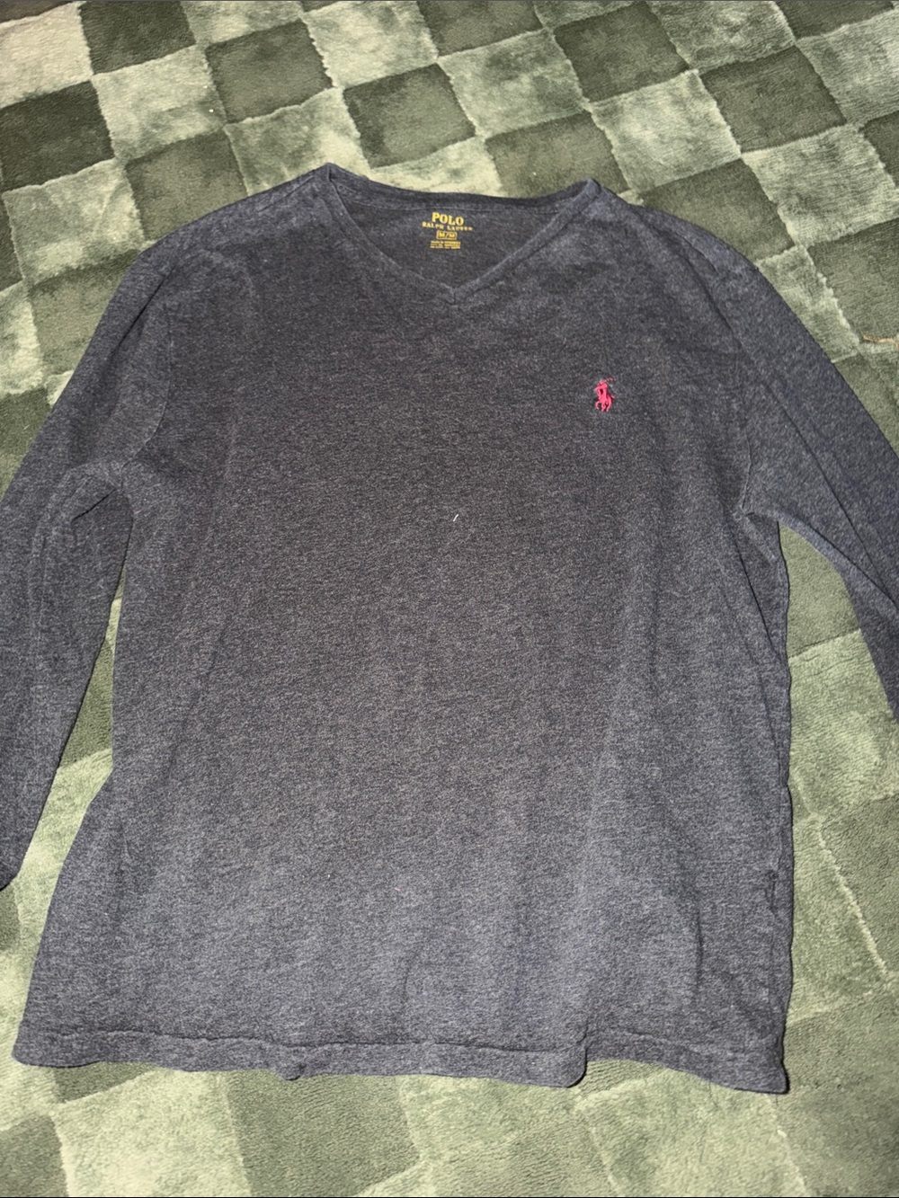 Polo by Ralph Lauren Charcoal V-Neck Sweater with Pink Pony